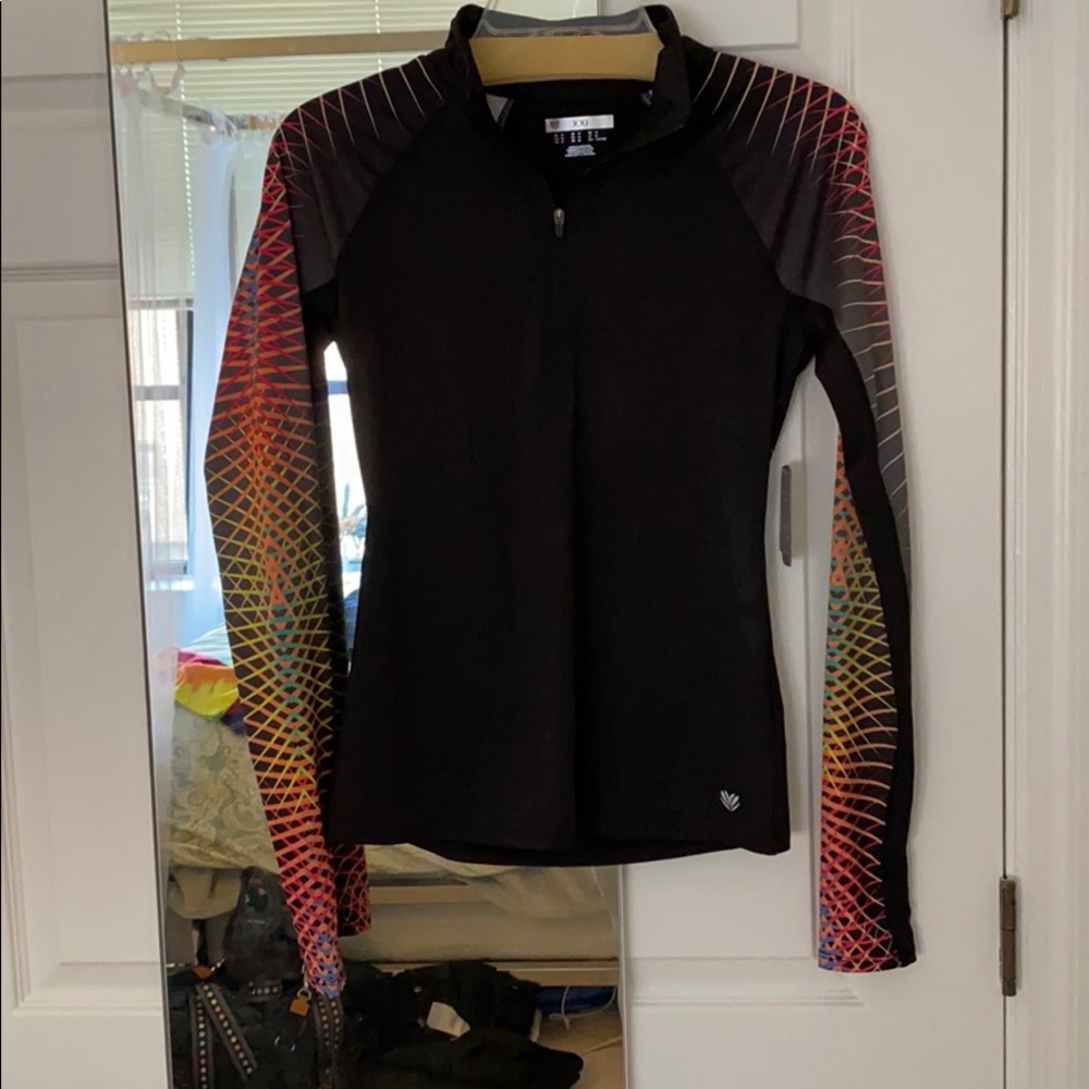 Black half zip workout athletic pullover.